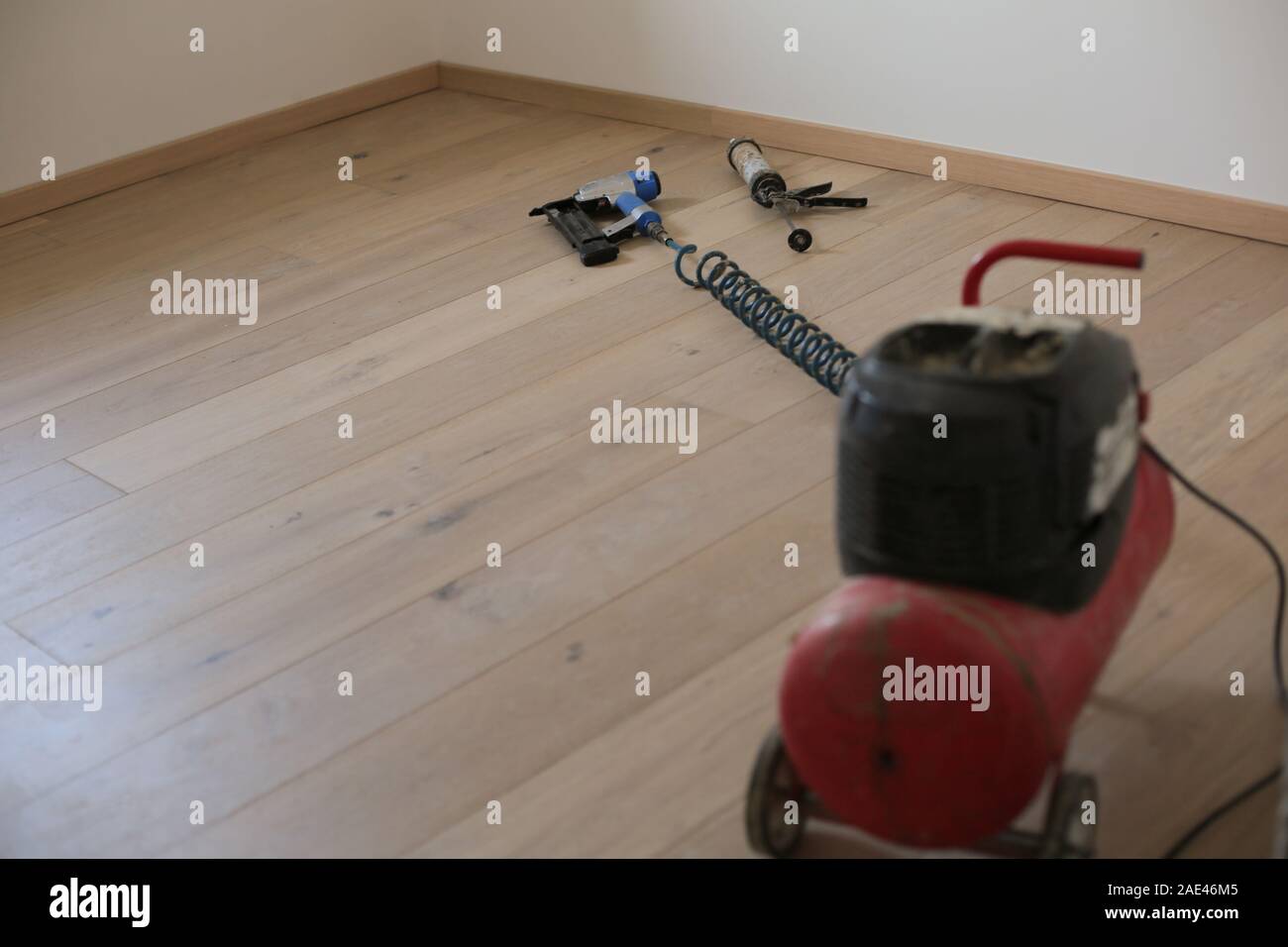 Nouveau stratifié ou parquet Installation en maison d'accueil Banque D'Images