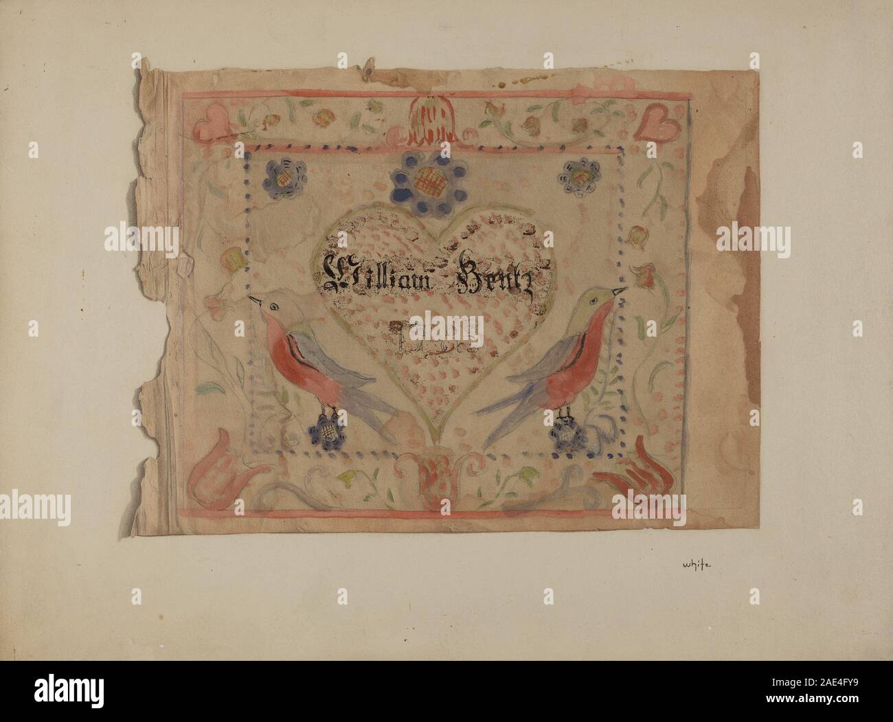 UnFramed Birth Certificate, créé vers 1940 par Edward White, est un document papier enregistrant des informations sur la naissance, montré sans cadre, illustrant la mise en page typographique, la notation officielle et la tenue de registres américains du début du XXe siècle. Banque D'Images