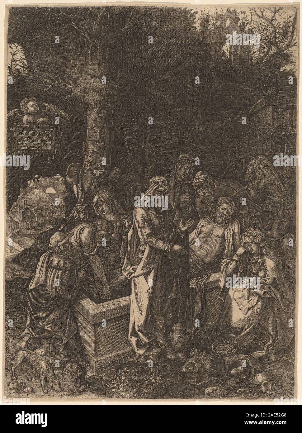 La mise au tombeau ; début du 17e siècle 17e siècle de style flamand, d'Albrecht Dürer, la mise au tombeau, début du 17e siècle Banque D'Images