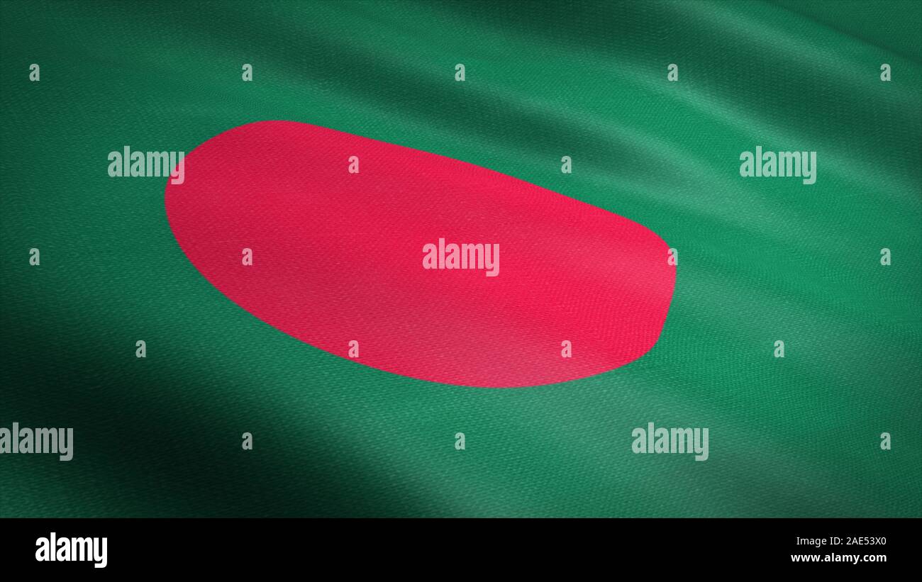 Pavillon du Bangladesh. Waving Flag réaliste illustration de rendu 3D avec texture tissu très détaillées Banque D'Images
