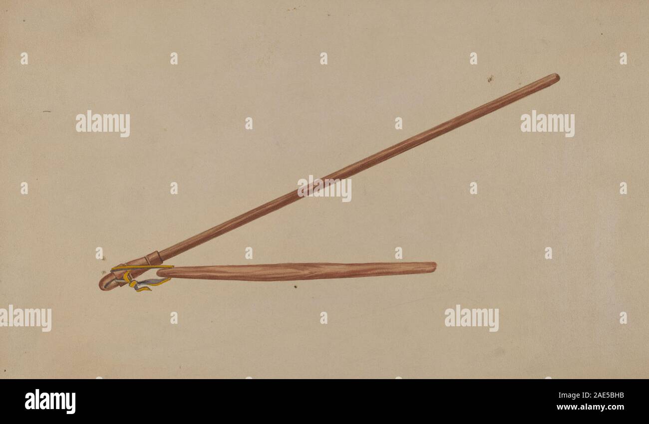 Fléau créé vers 1937 par Frank Eiseman, montrant la conception, la construction et l'utilisation d'outils agricoles dans les pratiques agricoles du début du XXe siècle. Banque D'Images