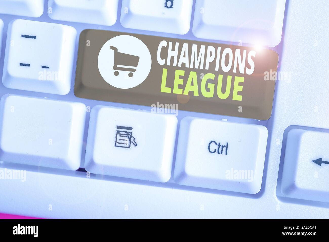 Mot écrire un texte de la Ligue des Champions. Photo d'affaires mettant en compétition de football annuelle de chaque pays en Europe Banque D'Images