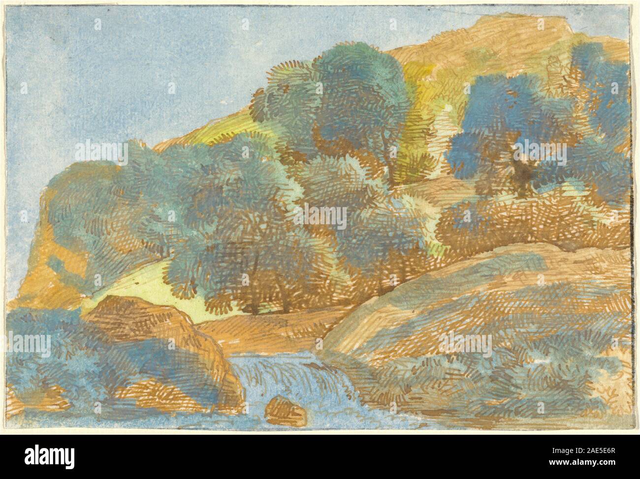 Paysage vallonné avec un flux, Franz Josef 1800/1805 Innocenz Ange, paysage vallonné avec un ruisseau, 1800-1805 Banque D'Images