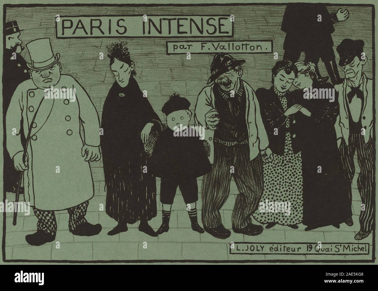 Une couverture d'album de 1894 de Félix Vallotton avec une illustration graphique représentant Paris, y compris des éléments de paysage urbain, typographie et design artistique typique des médias imprimés de la fin du XIXe siècle. Banque D'Images