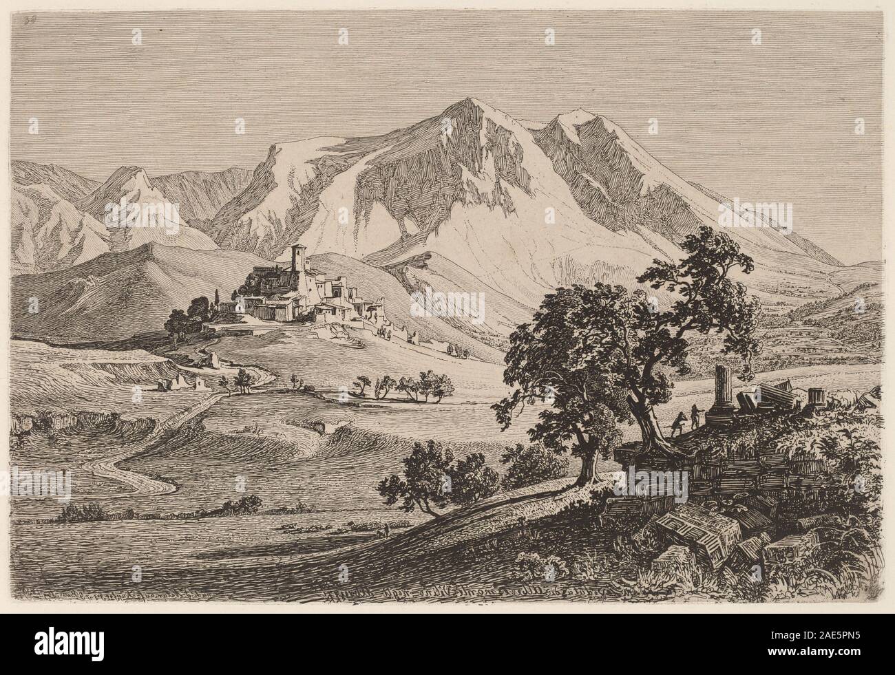 Veduta di Albe e Monte Velino negli Abruzzi ; 1839date Georg Heinrich Busse, Veduta di Albe e Monte Velino negli Abruzzi, 1839 Banque D'Images