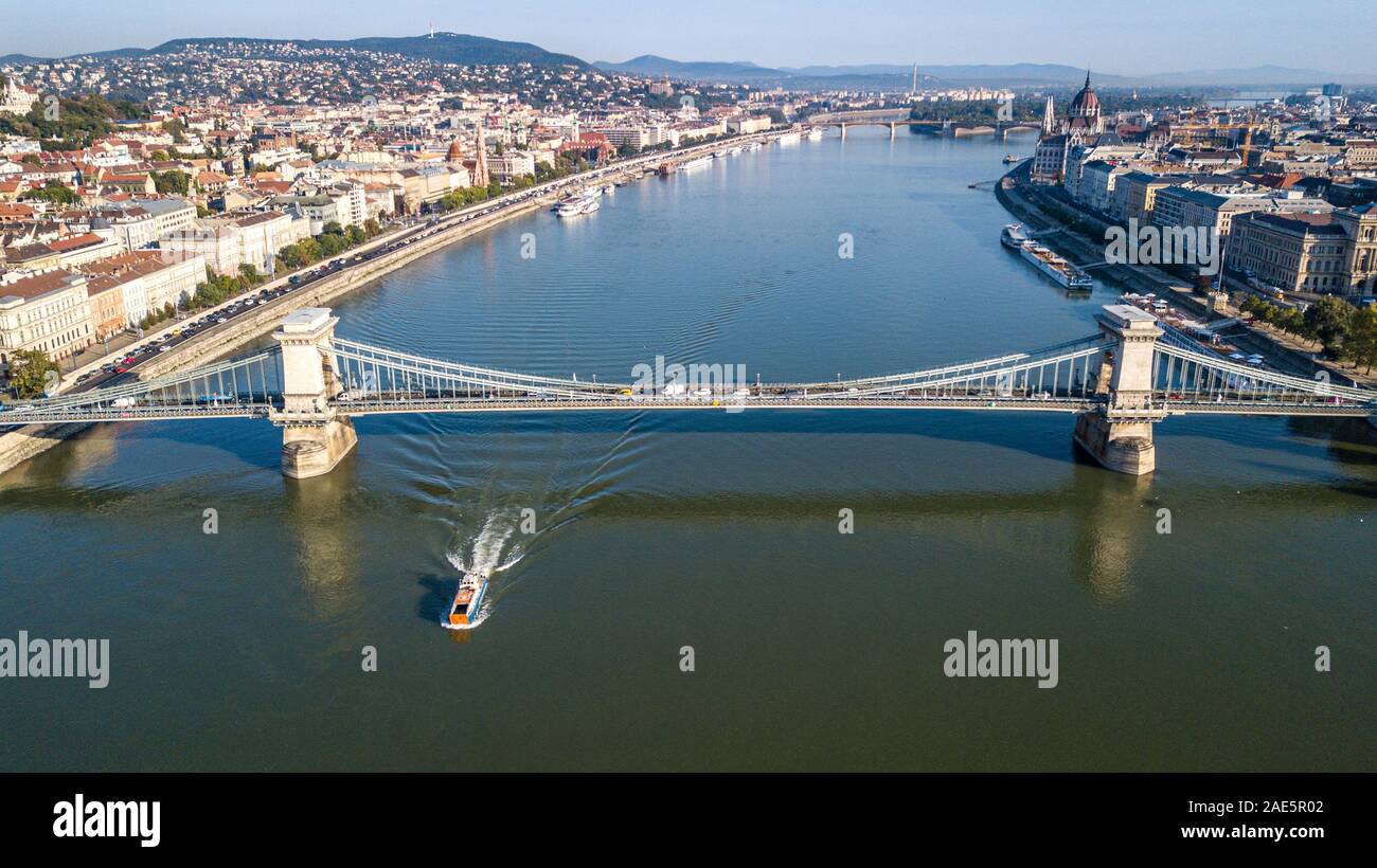Pont à chaînes Széchenyi Lánchid, Széchenyi, Budapest, Hongrie Banque D'Images