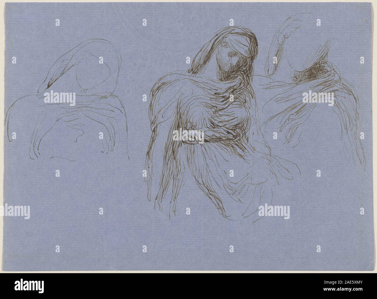 Un dessin de George Frederic Watts datant d'environ 1868 représentant une étude de la mort pour l'œuvre Time and Death, montrant une figure squelettique, un manteau et une représentation symbolique. La pièce illustre l'allégorique britannique du XIXe siècle Banque D'Images