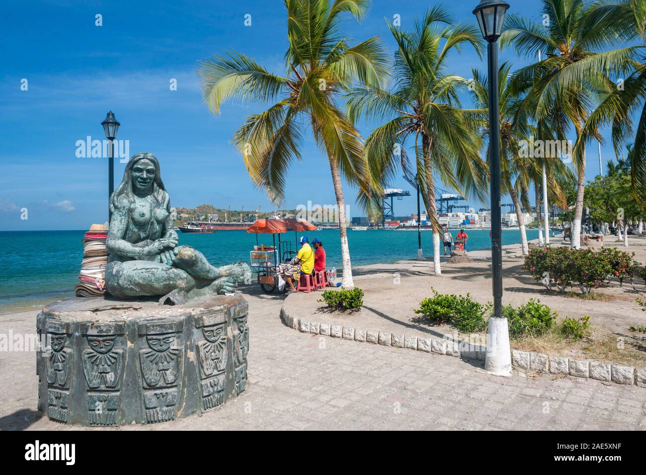 Sirène sur la promenade de front de mer à Santa Marta, Colombie. Banque D'Images