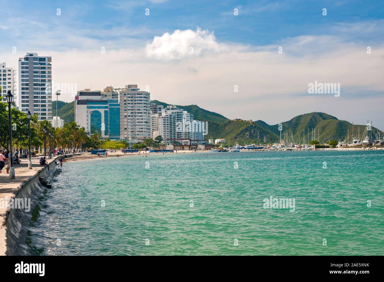 La promenade au bord de l'eau à Santa Marta, Colombie. Banque D'Images