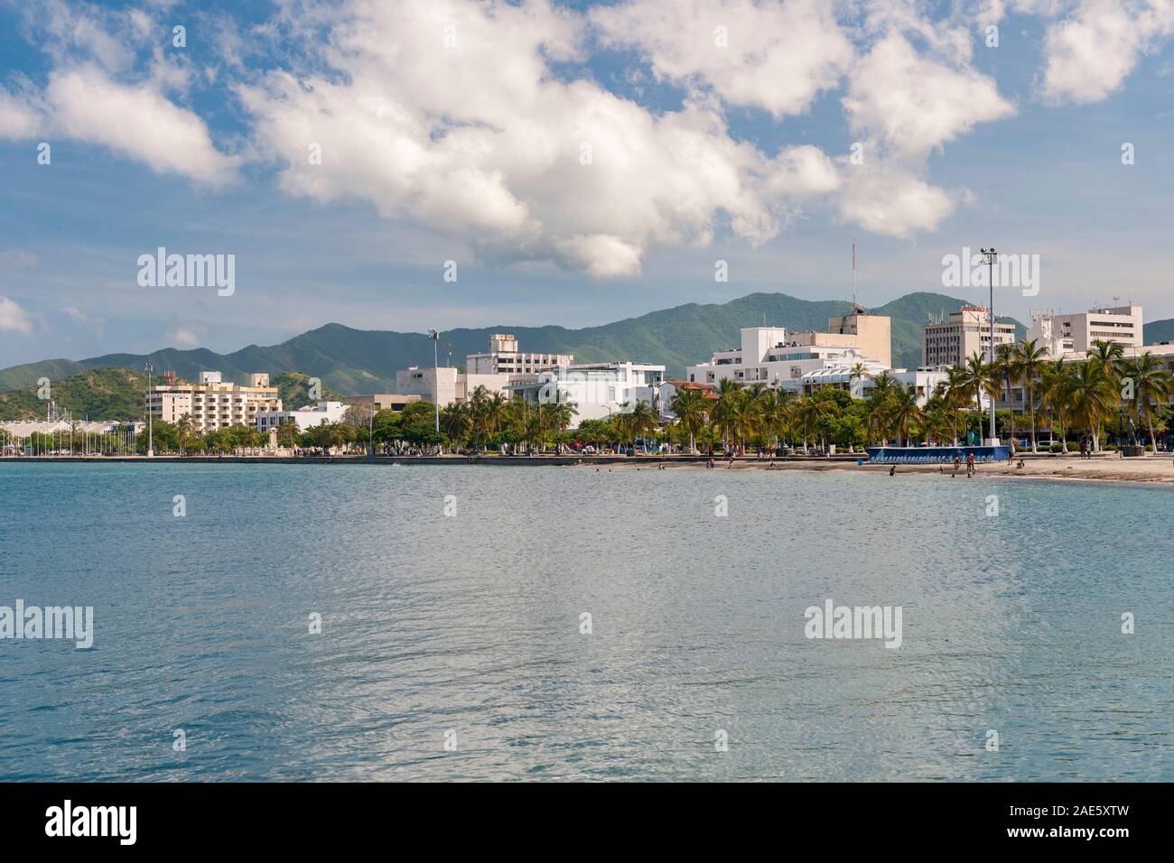 Le front de mer à Santa Marta, Colombie. Banque D'Images