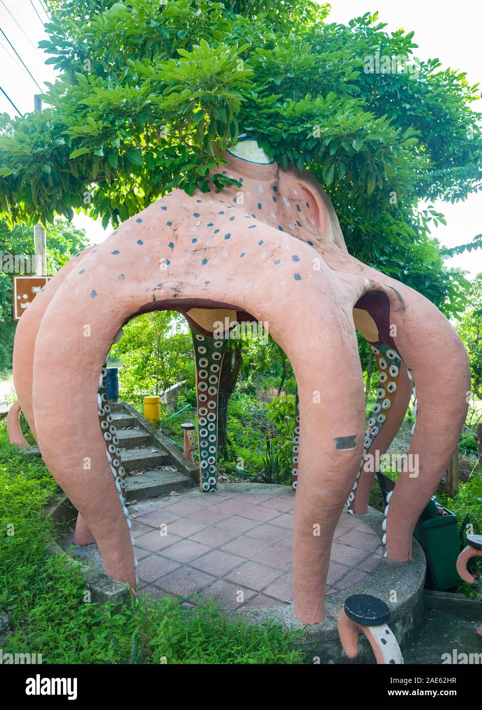Octopus sculpture sur le île de Providencia, la Colombie. Banque D'Images