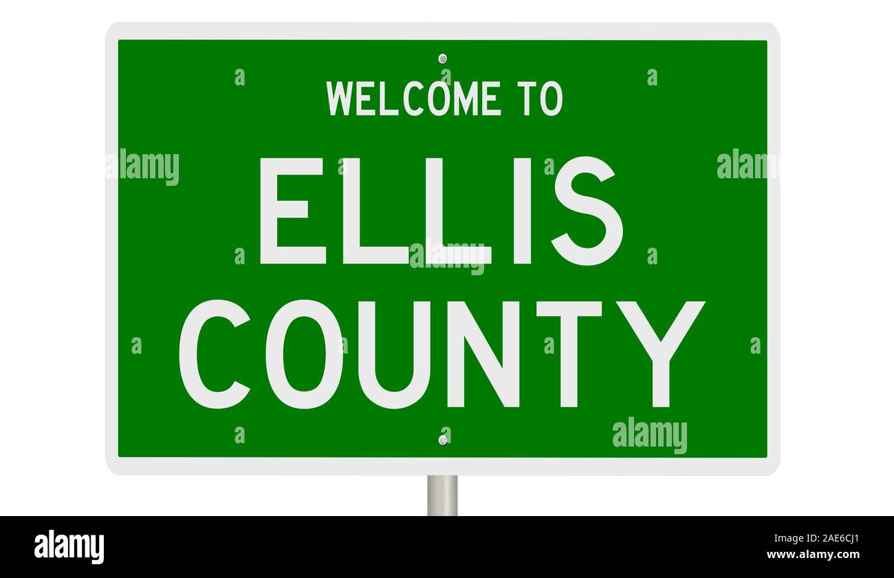 Rendu d'une autoroute verte 3d signe pour Ellis Comté Banque D'Images