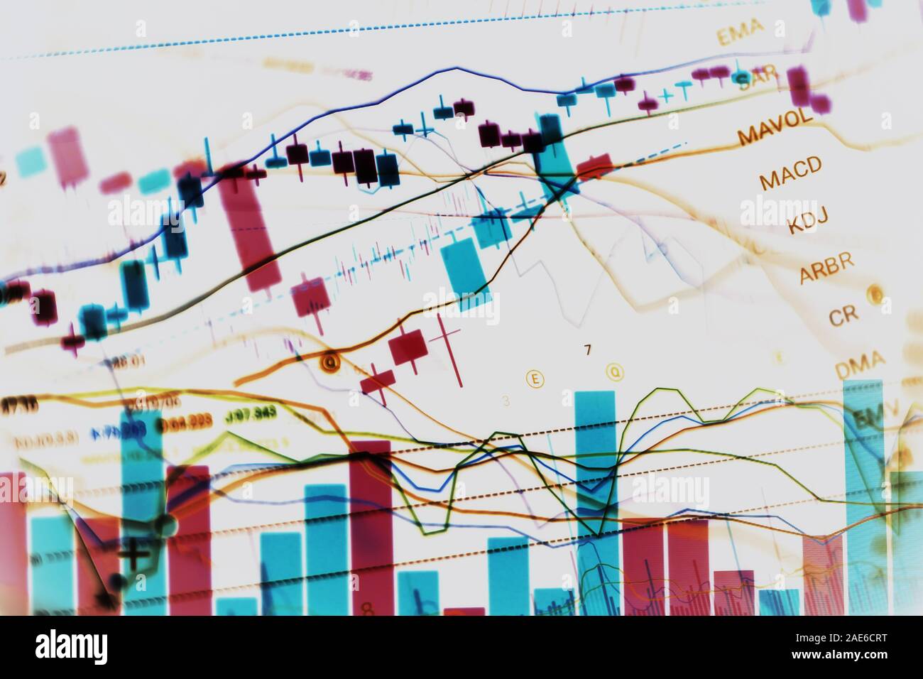 Des complexes d'analyse technique graphiques boursiers Concept Banque D'Images