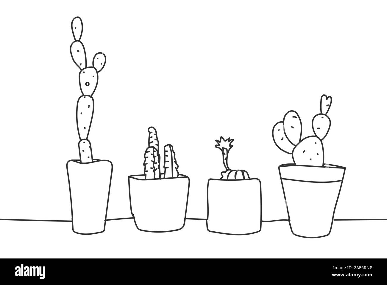 Simple main dessiné cactus et plantes grasses en pots. Doodle mignon house interior plantes. Vector Illustration de Vecteur Simple main dessiné cactus et plantes grasses en pots. Doodle mignon house interior plantes. Vector Illustration de Vecteur