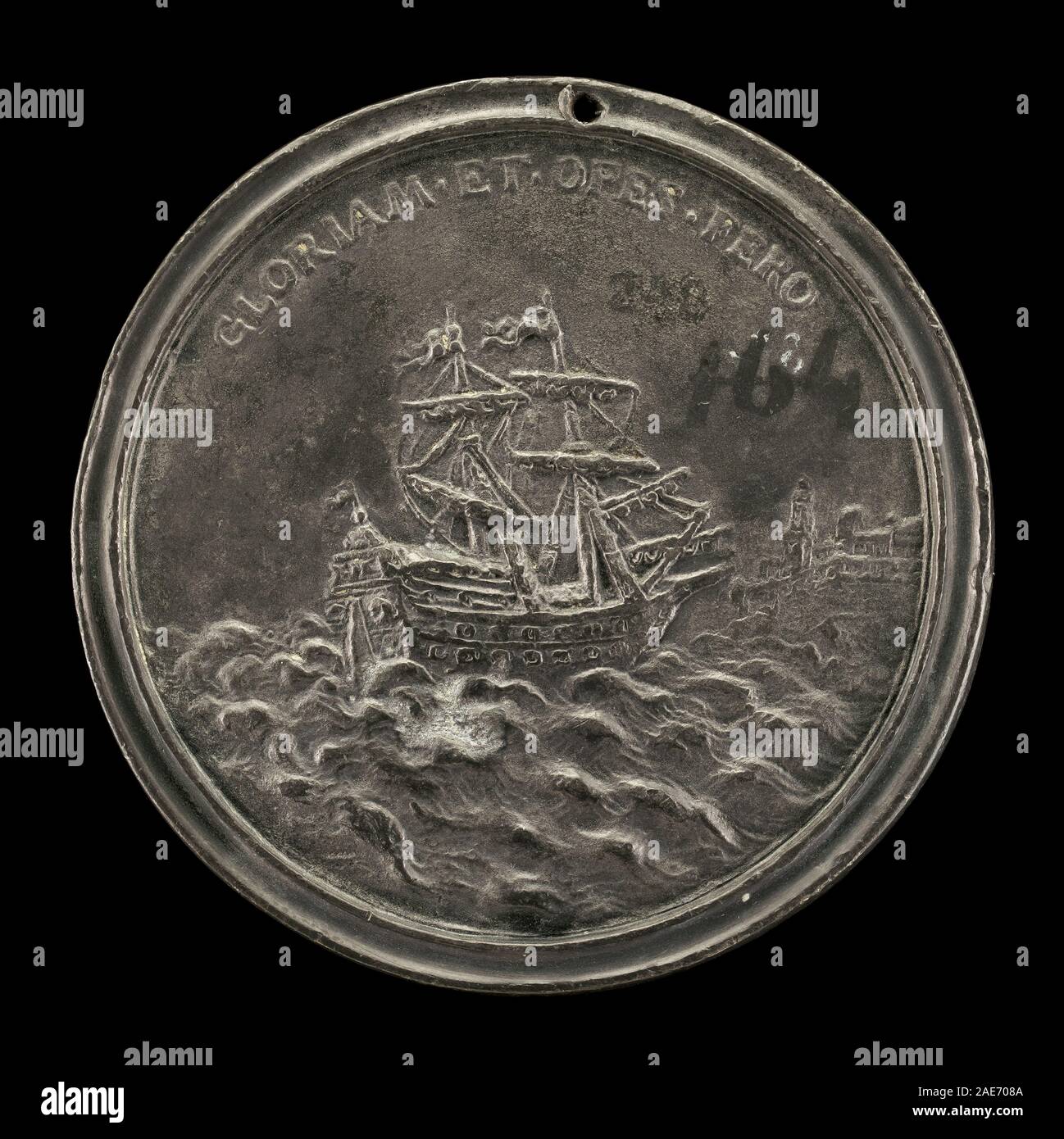 Navire et ville fortifiée [AR] ; ch. 1740 Antonio Francesco Selvi, navire et ville fortifiée (marche arrière), c 1740s Banque D'Images