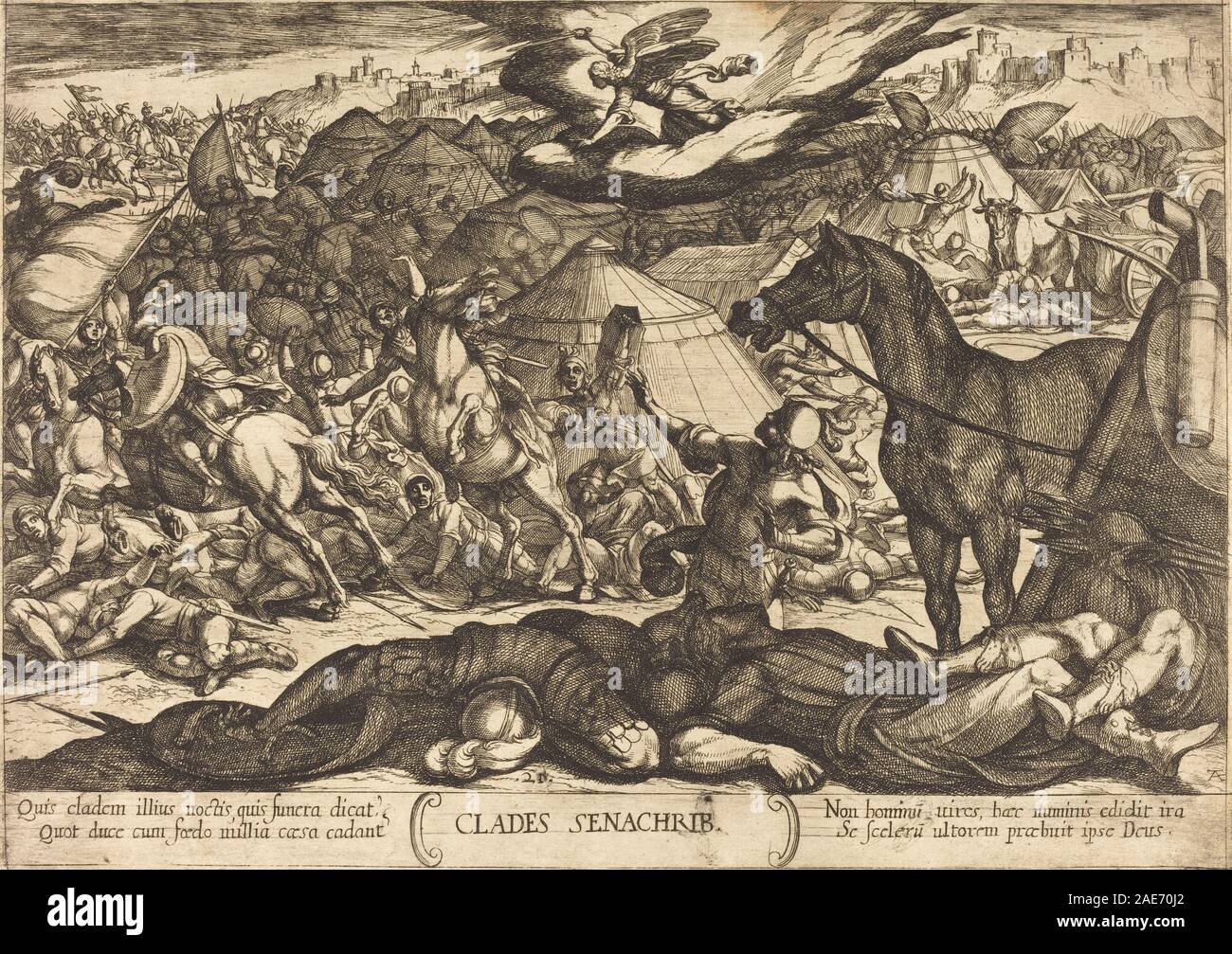 L'ange exterminateur vaincre l'armée de Sanchérib ; date 1613Antonio Tempesta, l'ange exterminateur vaincre l'armée de Sanchérib, 1613 Banque D'Images