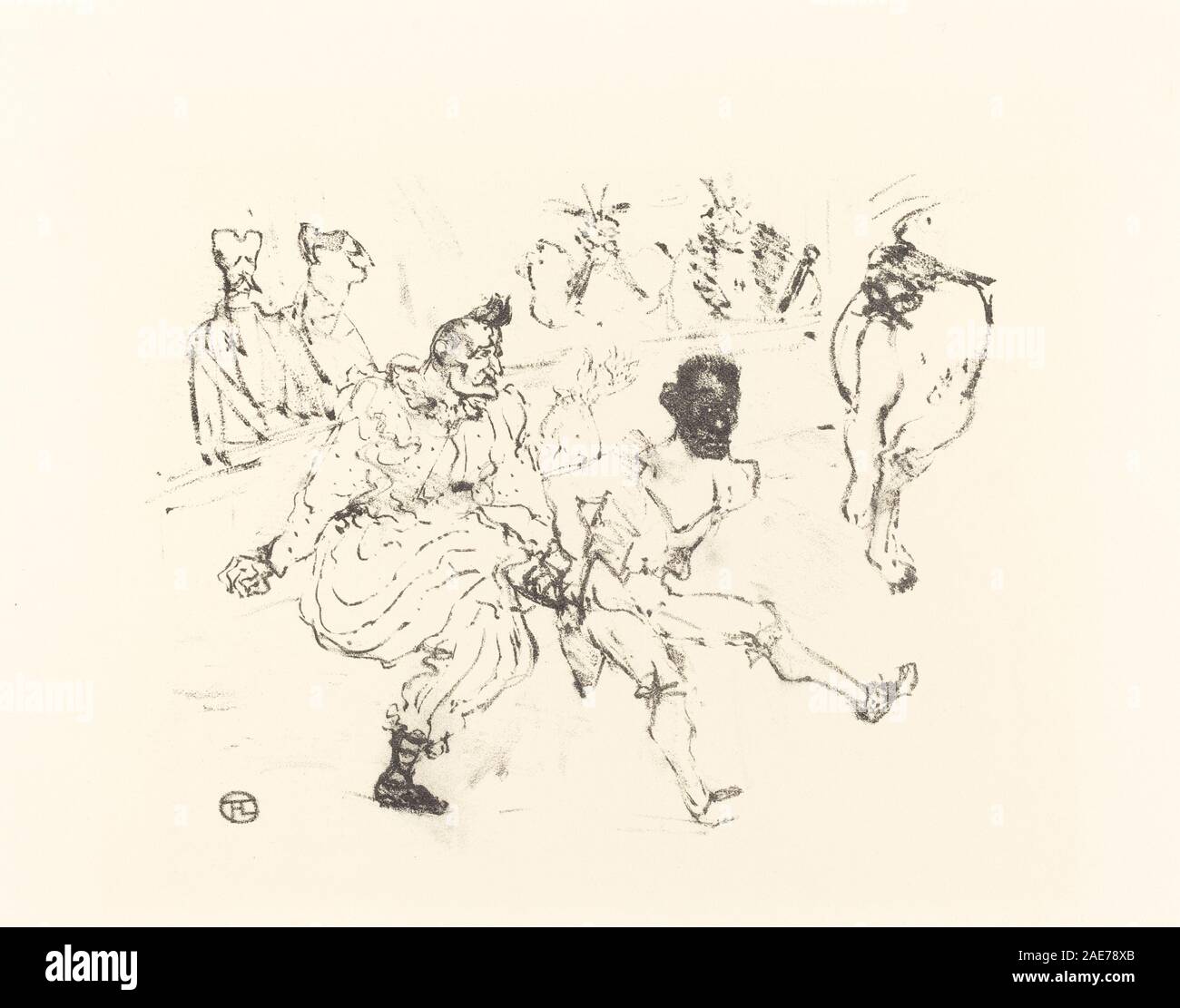 Estampe d'Henri de Toulouse-Lautrec représentant les interprètes Footit et chocolat. La composition montre deux figures en costume, mise en scène, gestes et expressions, reflétant l'illustration européenne de la fin du XIXe siècle et des sujets théâtraux. Banque D'Images