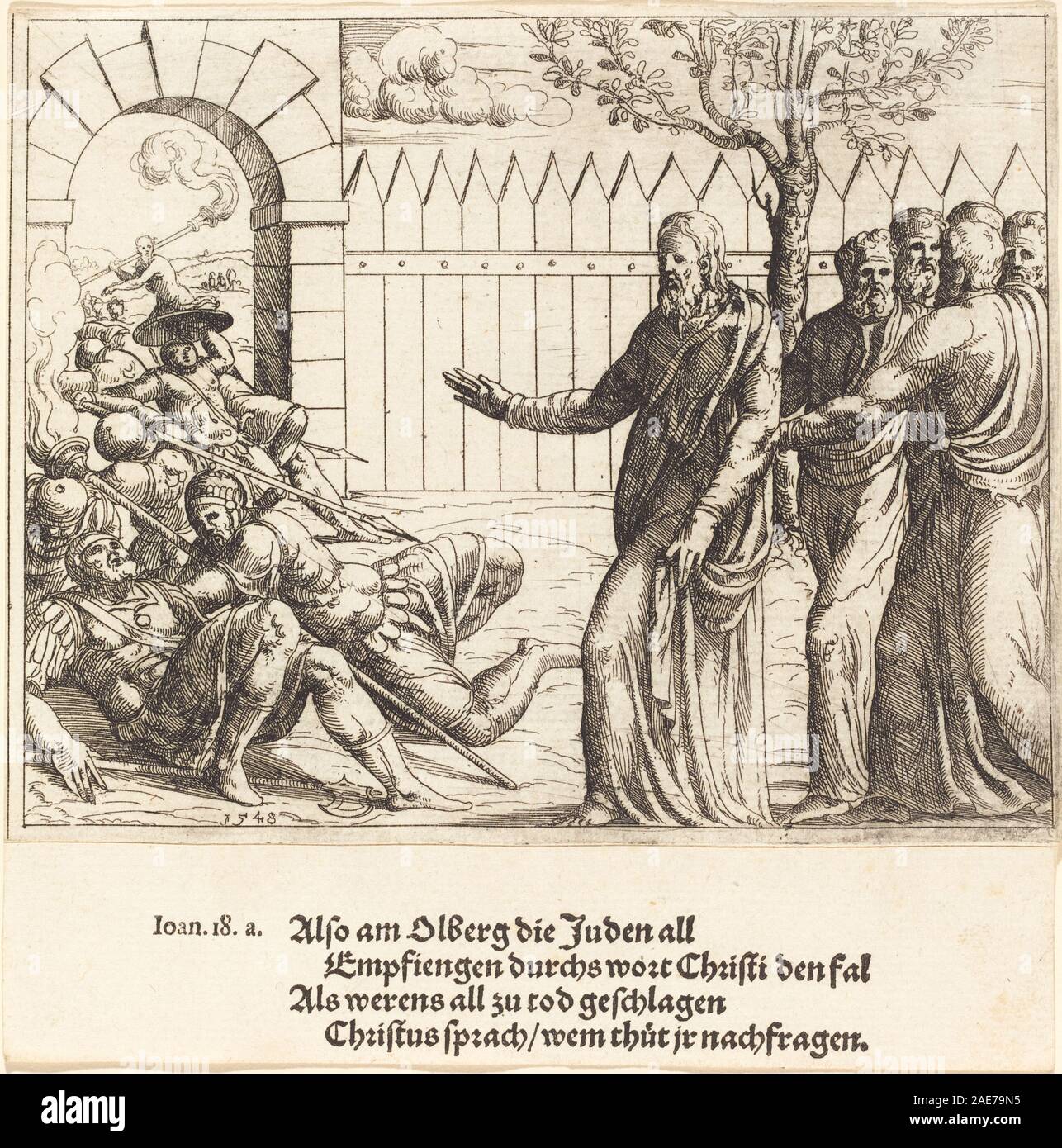 Jésus s'identifie avant l'arrestation ; 1548date Augustin Hirschvogel, Jésus s'identifie avant l'arrestation, 1548 Banque D'Images