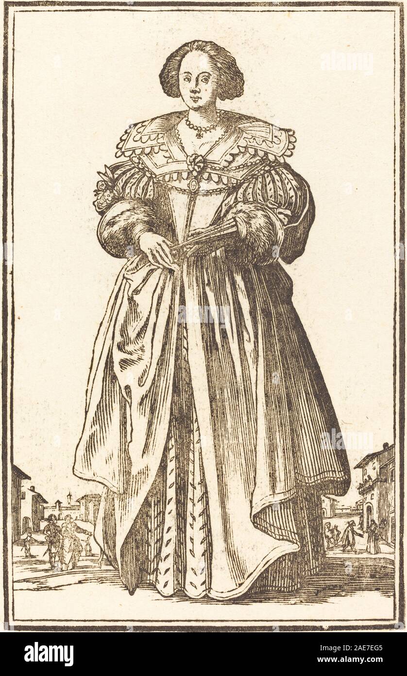 Femme Noble avec ventilateur après Jacques Callot, femme noble avec ventilateur Banque D'Images
