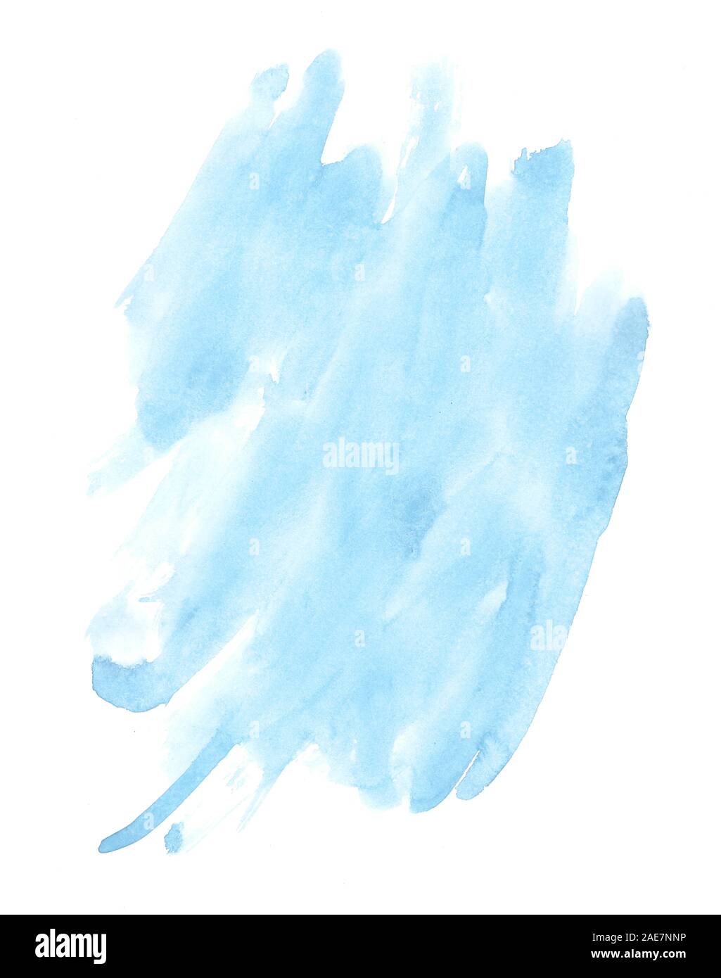 Image de fond bleu aquarelle abstraite avec une éclaboussure de peinture liquide, isolé sur blanc. Banque D'Images