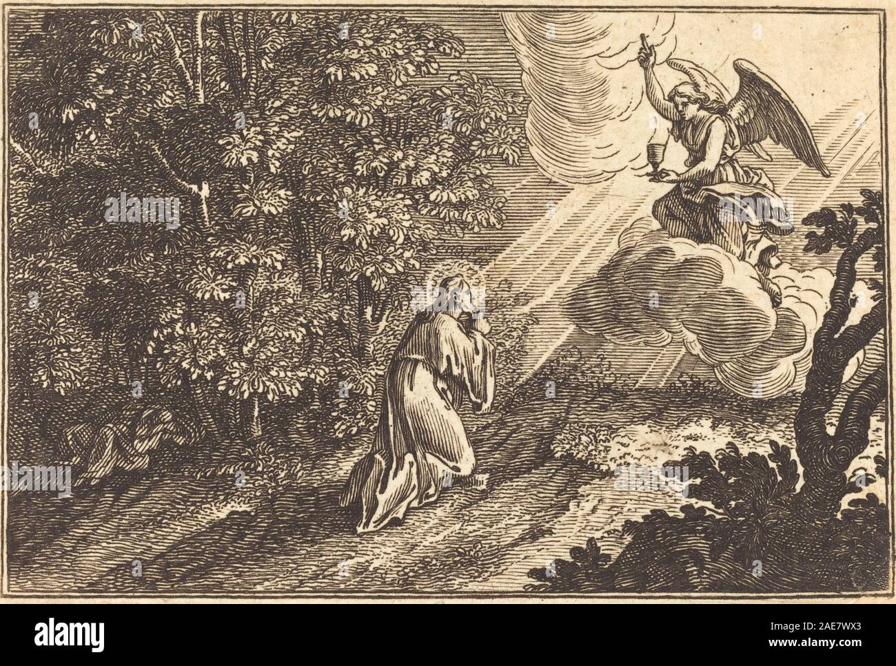 Le Christ prier sur le Mont des Oliviers après Sébastien Le Clerc, j'ai Christ prier sur le Mont des Oliviers Banque D'Images