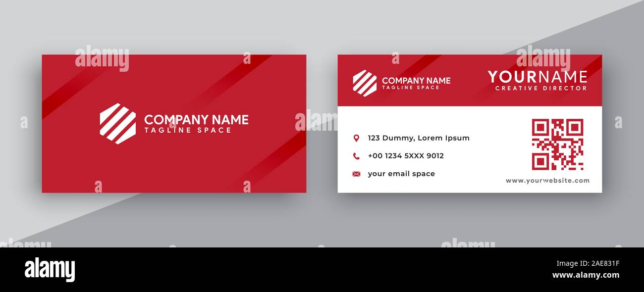 Carte d'affaires moderne . design business card double face . Modèle de conception de carte de visite rouge inspiration Banque D'Images