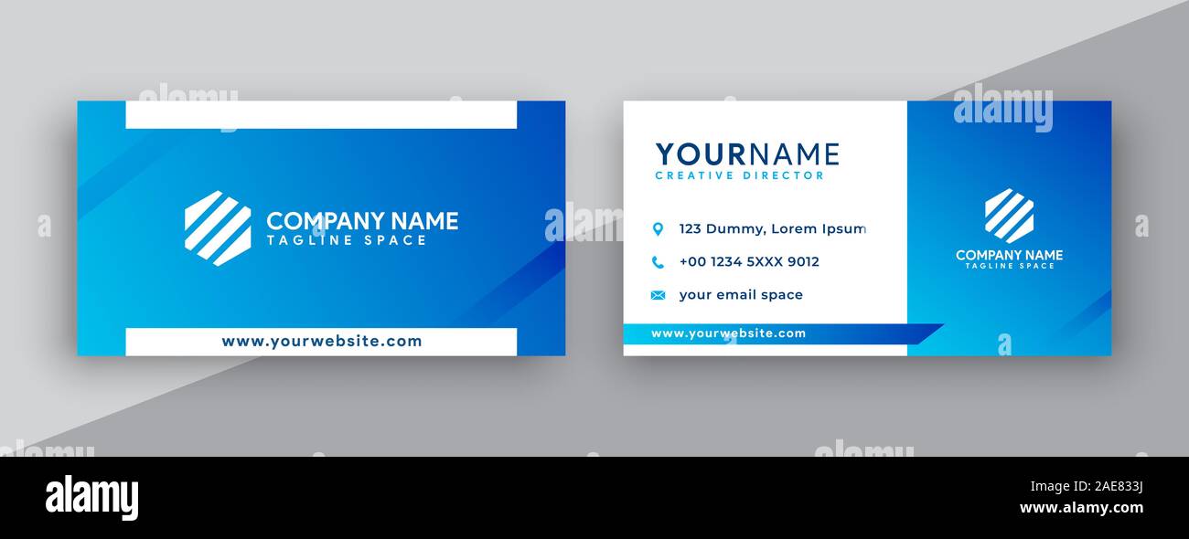 Carte d'affaires moderne . design business card double face . Modèle de conception de carte bleu inspiration Banque D'Images