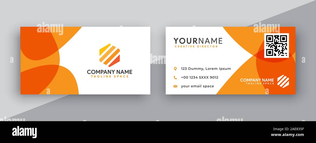 Carte d'affaires moderne . design business card double face modèle de conception . télévision carte d'inspiration gradation orange Banque D'Images