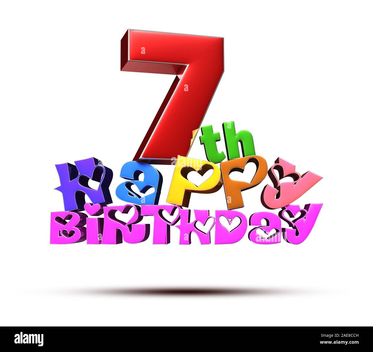 Joyeux Anniversaire 7 Th 3d Illustration Isole Sur Fond Blanc With Clipping Path Photo Stock Alamy