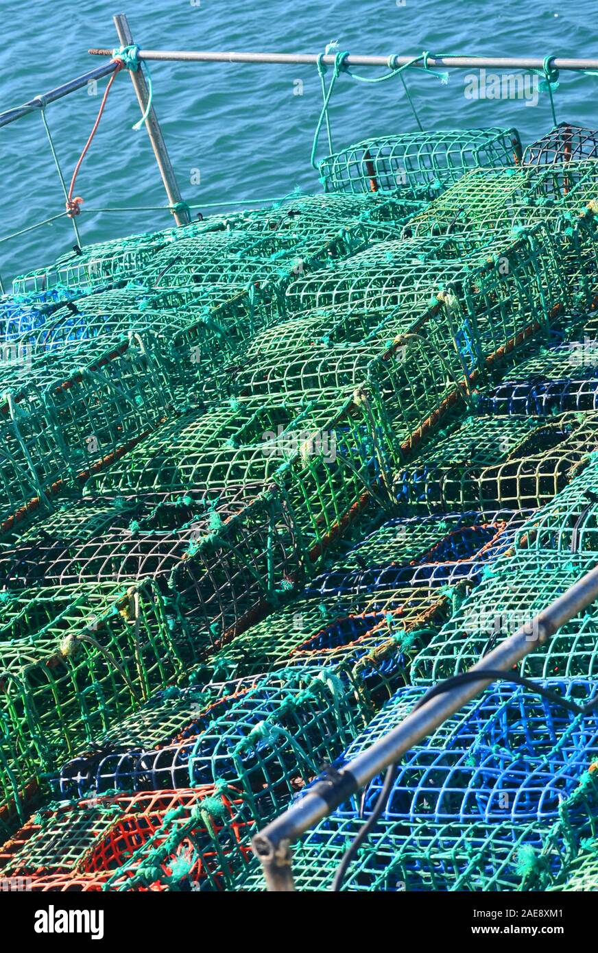 La Nasse et pots utilisés dans la pêche artisanale et la seiche poulpe, Vila Real de Santo Antonio do, Algarve, Portugal Banque D'Images