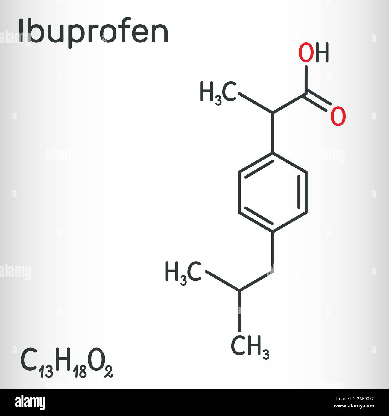 Molécule d'ibuprofène, est un anti-inflammatoire non stéroïdien (AINS).  Formule chimique structurels. Vector illustration Image Vectorielle Stock -  Alamy