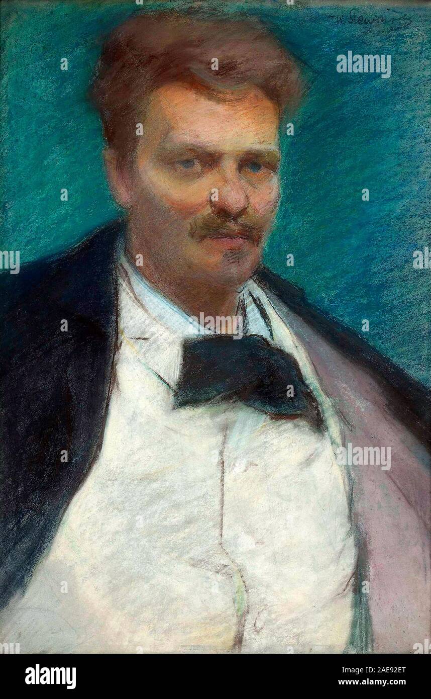 Portrait d'August Strindberg, 1896, par Władysław Ślewiński, Banque D'Images
