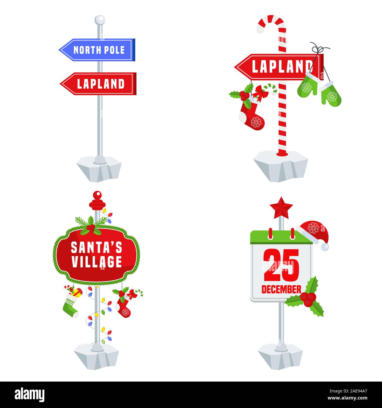 Santa Claus Pays panneau. Panneau routier à pôle nord et en Laponie. Illustration de Vecteur