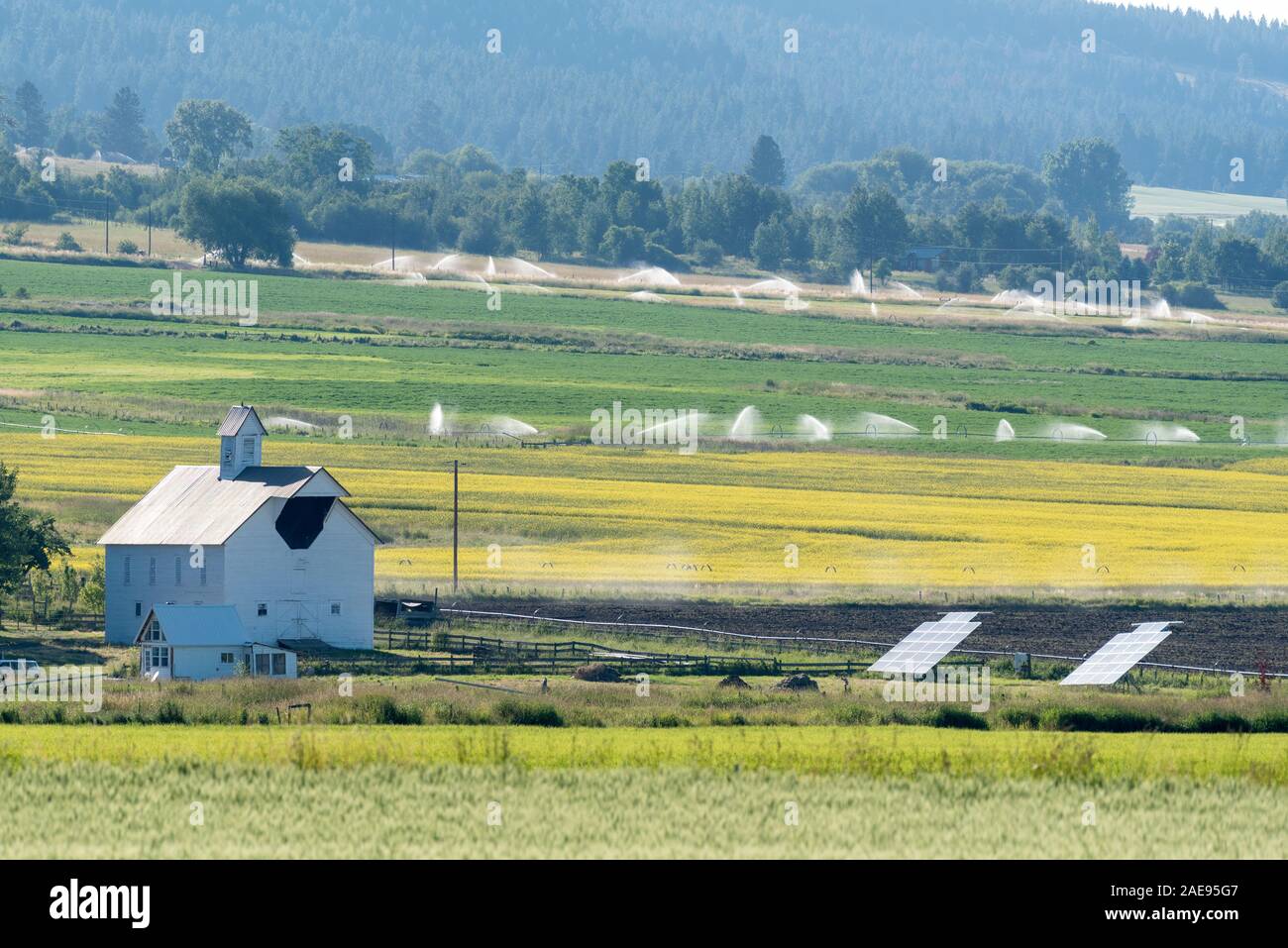 Les fermes de la vallée de Wallowa de l'Oregon. Banque D'Images