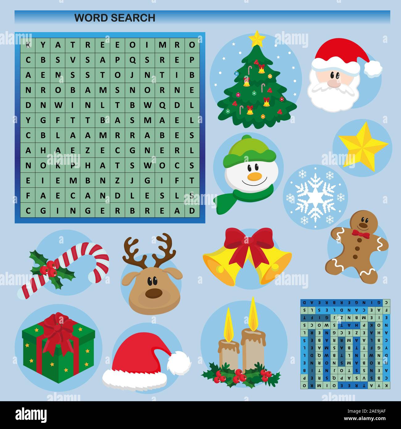 Jeu de Noël l'éducation pour les enfants Word search Banque D'Images