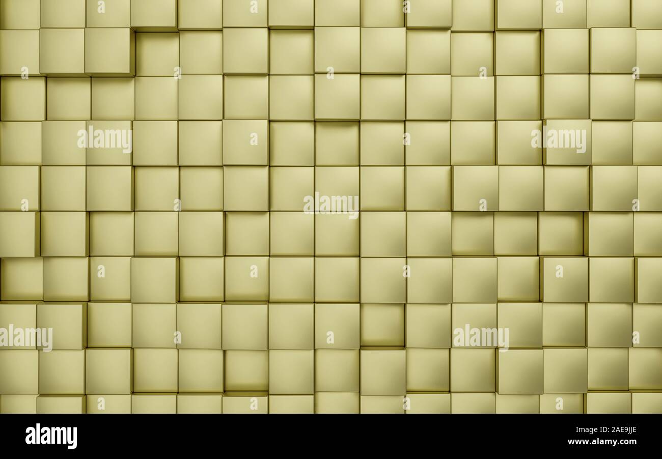 L'architecture moderne d'or anglais Abstract background avec des cubes d'or de rendu 3d illustration Banque D'Images