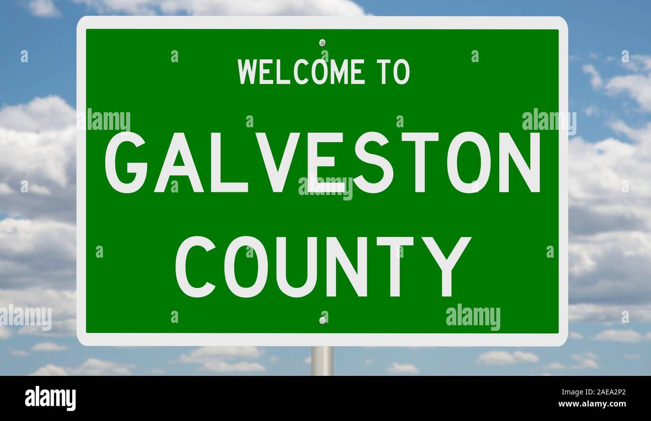 Rendu d'une autoroute verte 3d signe pour Comté de Galveston Banque D'Images