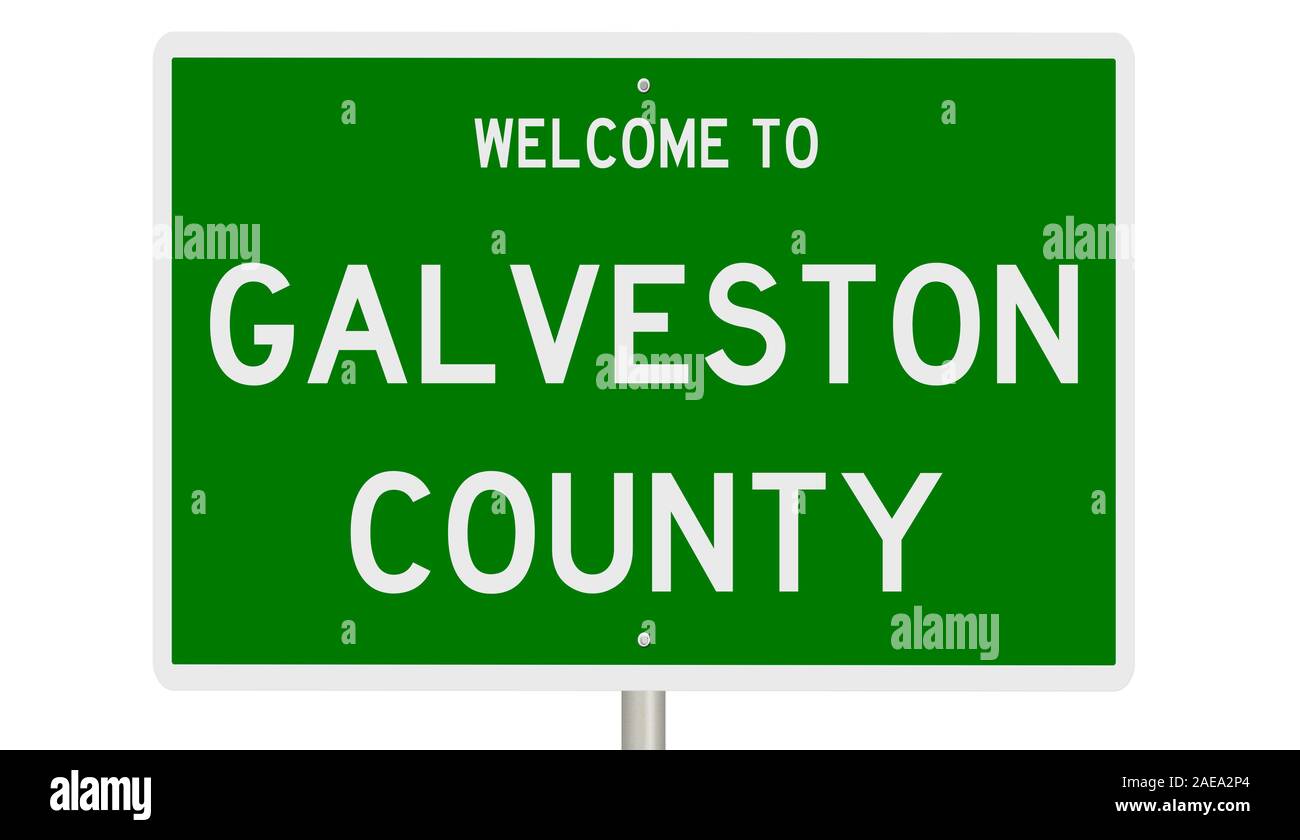 Rendu d'une autoroute verte 3d signe pour Comté de Galveston Banque D'Images