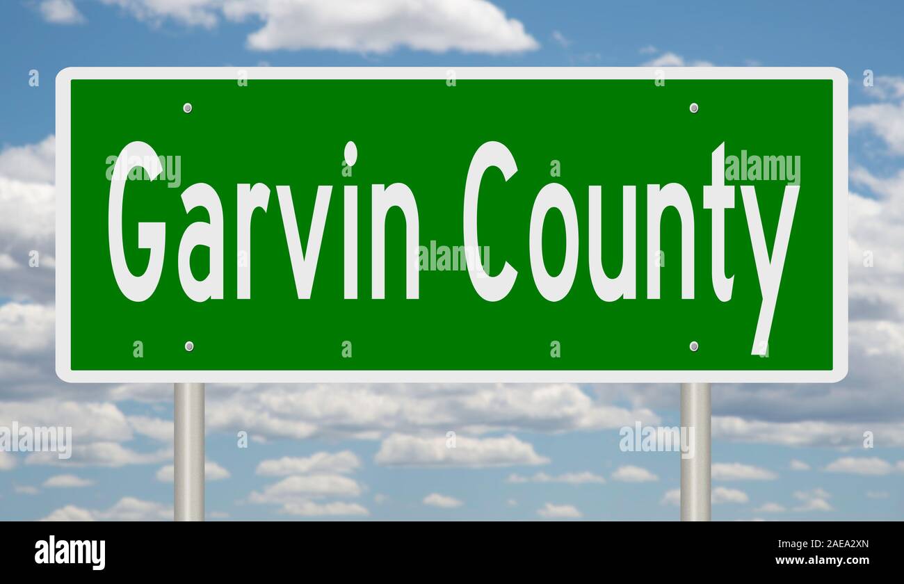 Rendu d'une autoroute verte 3d signe pour Garvin Comté Banque D'Images