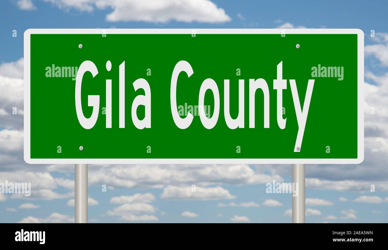 Rendu d'une autoroute verte 3d signe pour Gila Comté en Arizona Banque D'Images