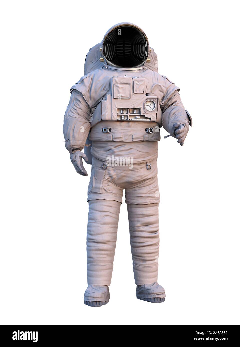 Astronaute, spaceman permanent isolé sur fond blanc Banque D'Images