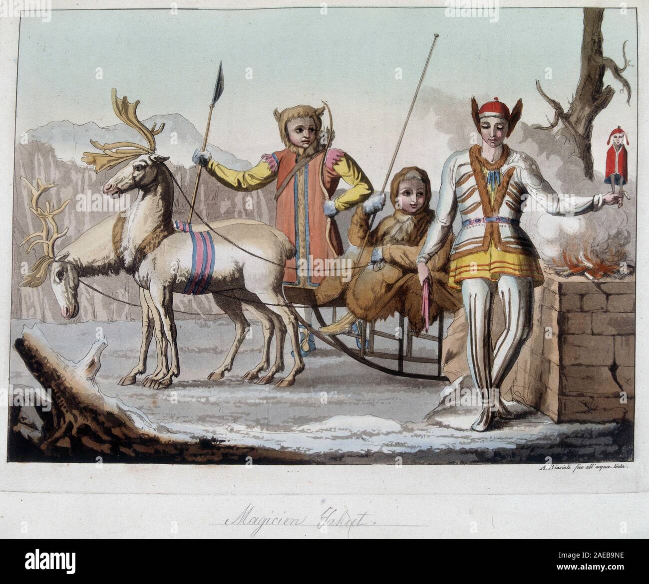 Magicien, Yakut Siberie. Dans 'Le costume ancien et moderne', 1819-1820, par Ferrario. ©/ Banque D'Images