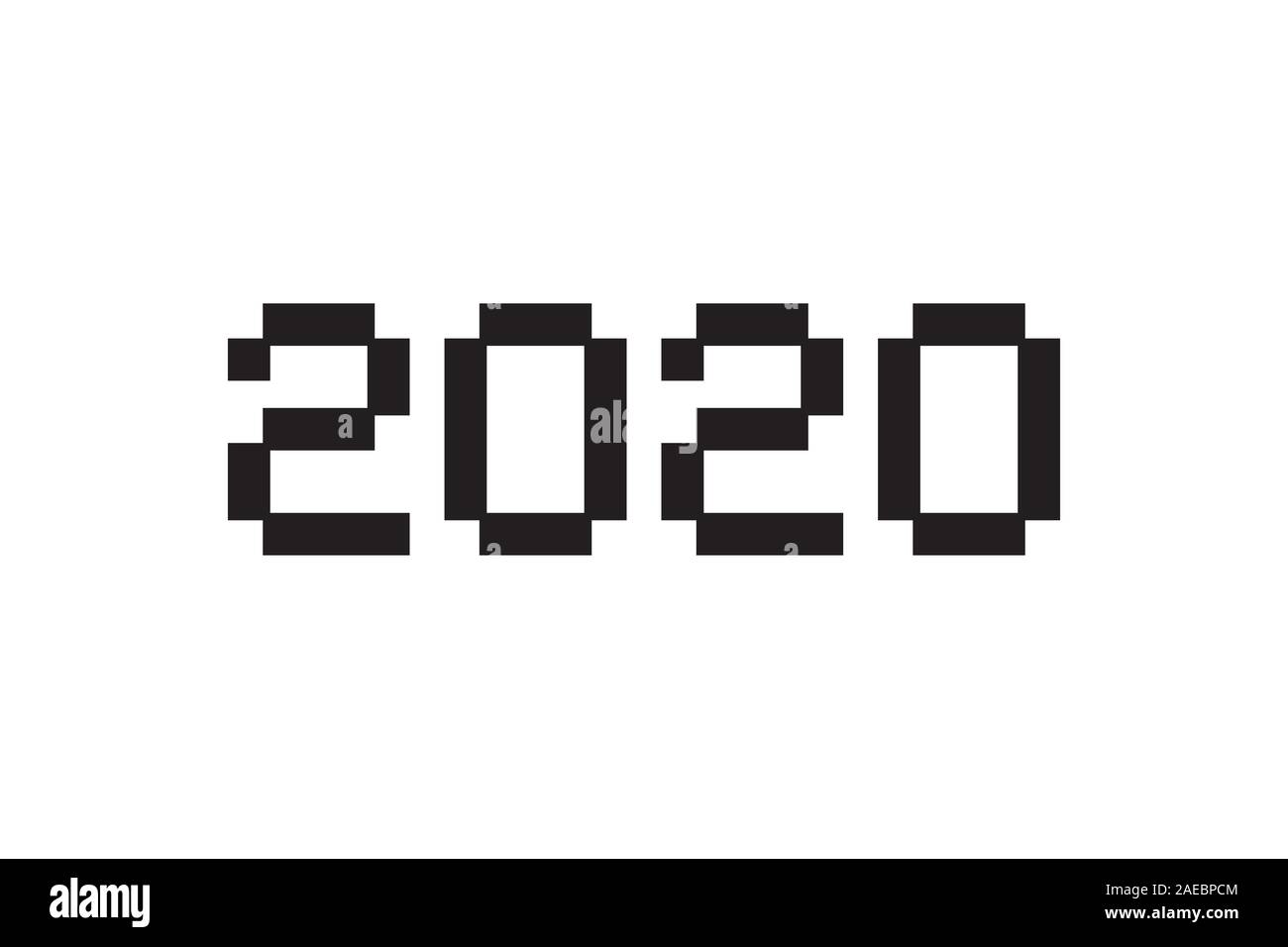 Inscription Numéro 2020. Joyeux Nouvel An chinois du rat. Modèle de conception de cartes de vœux en pixel art style bitmap pour les vacances d'hiver. Banne de fête Illustration de Vecteur