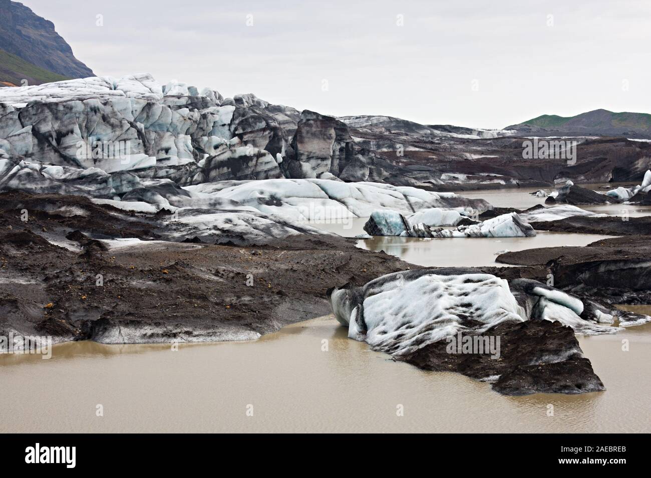 L'une des langues du glacier fond lentement en Islande. Banque D'Images