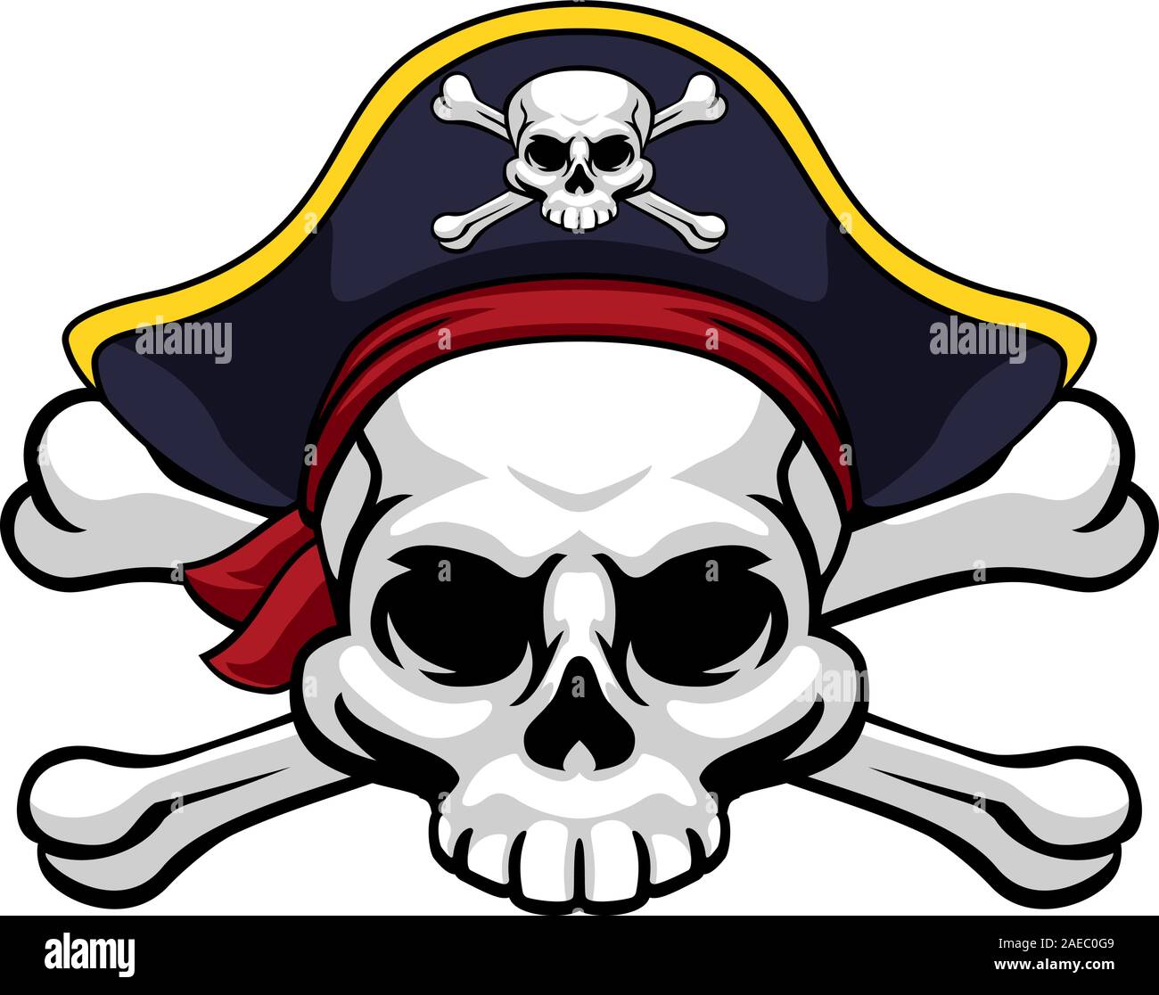 Tête de mort pirate Jolly Roger Dans Hat Illustration de Vecteur