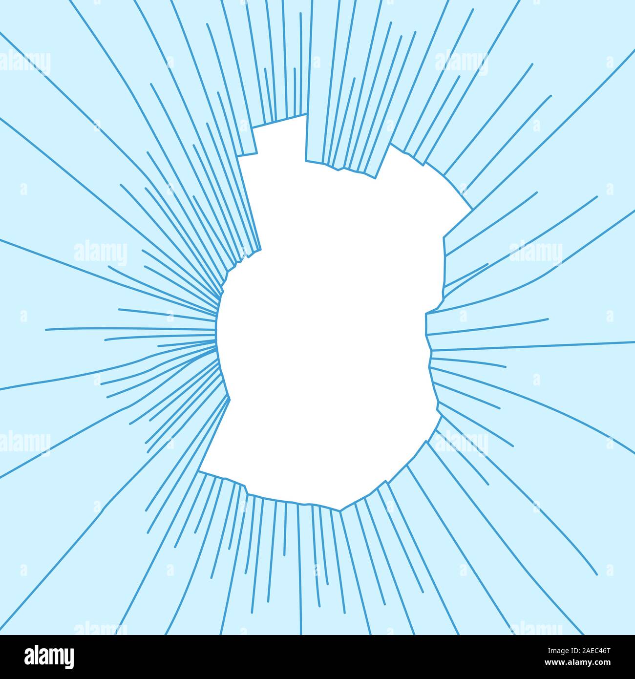Fissures radiales sur les brisures de verre bleu. Vector illustration. Illustration de Vecteur