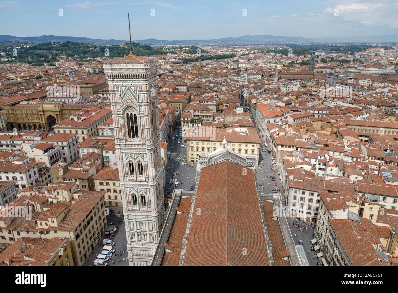 Vue Aérienne Vue panoramique de la ville de Florence et Giotto's Campanile campanile qui fait partie du complexe de la cathédrale de Florence (Cattedrale di Santa Maria de Banque D'Images