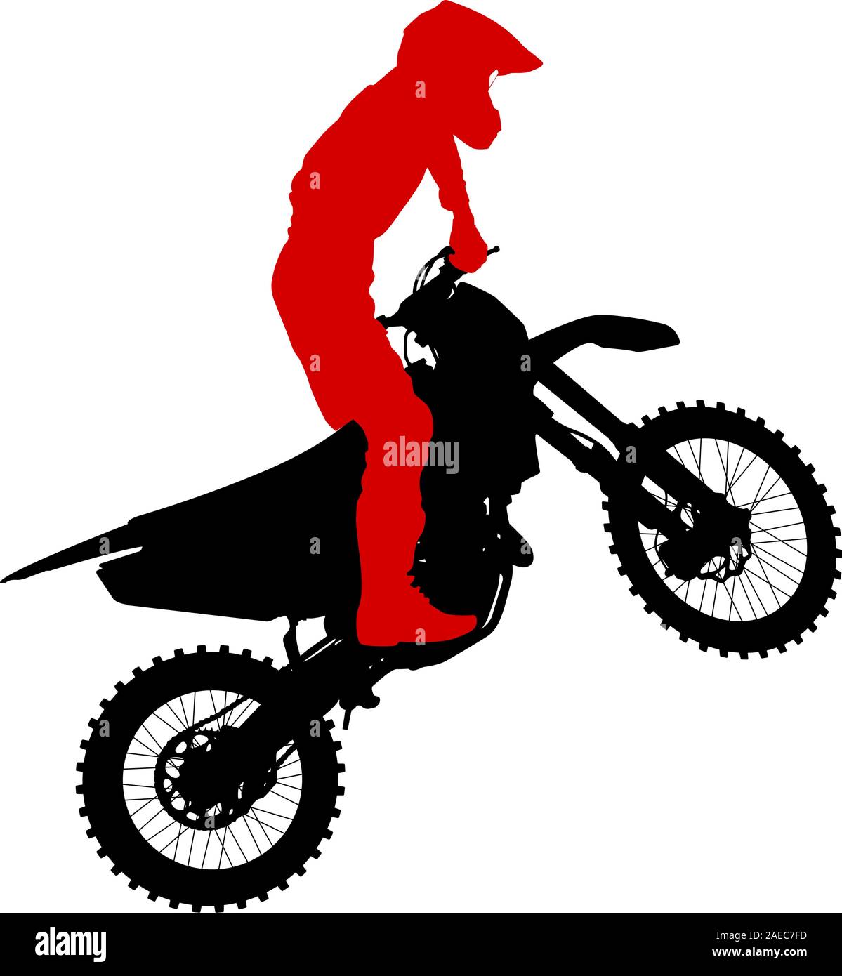 Silhouettes noires Motocross rider sur une moto. Illustrations vectorielles. Illustration de Vecteur