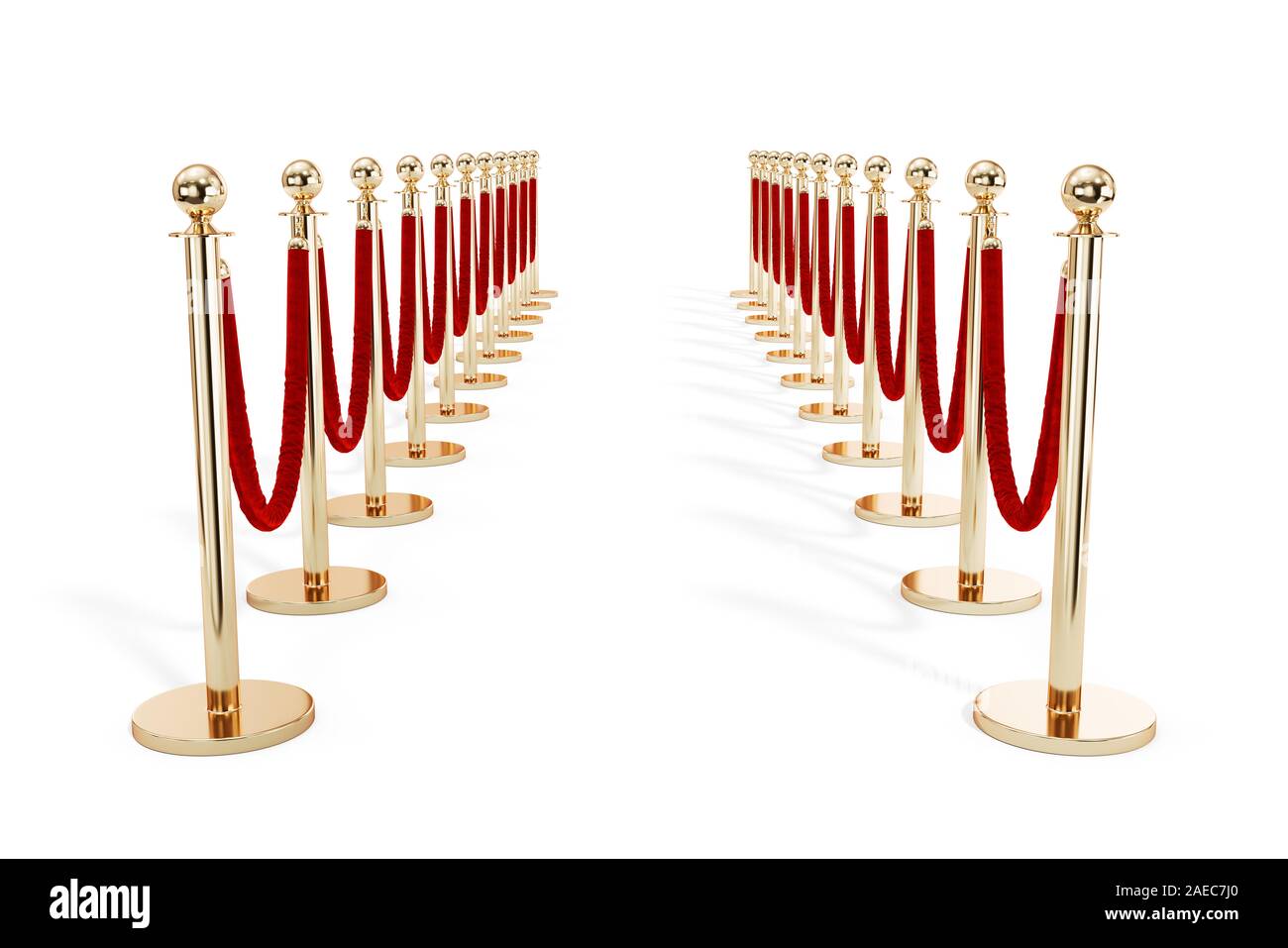 Corde barrière isolated on a white backgroundr. Le rendu 3d illustration Banque D'Images
