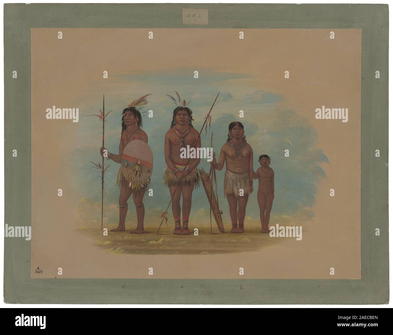 Quatre Indiens Xingu ; 1854/1869 George Catlin, quatre Indiens Xingu, 1854-1869 Banque D'Images